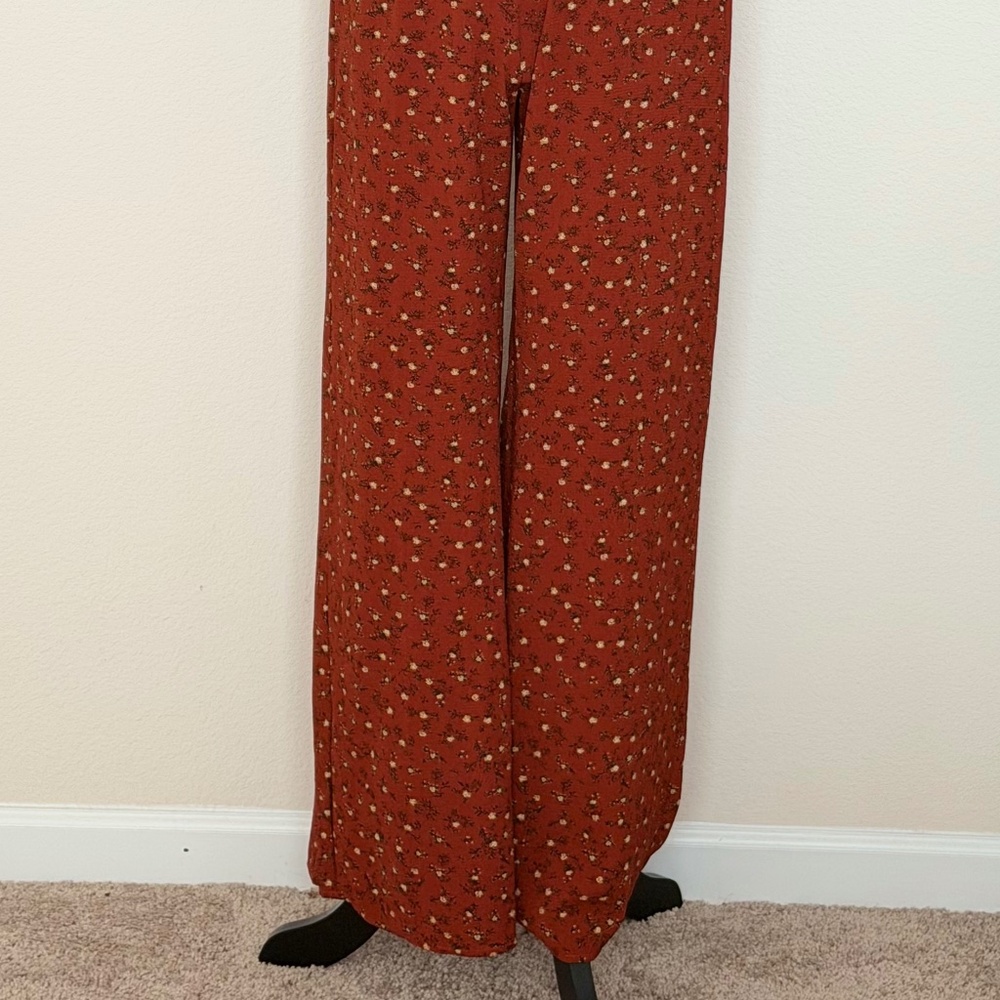 Forever 21 Strapless Floral Wide-Leg Jumpsuit – Rust / Terracotta – Boho Style - Picture 5 of 5